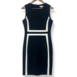 Calvin Klein 10 Dress Colorblock‎ Scuba Knit Black White Career Work Office Chic